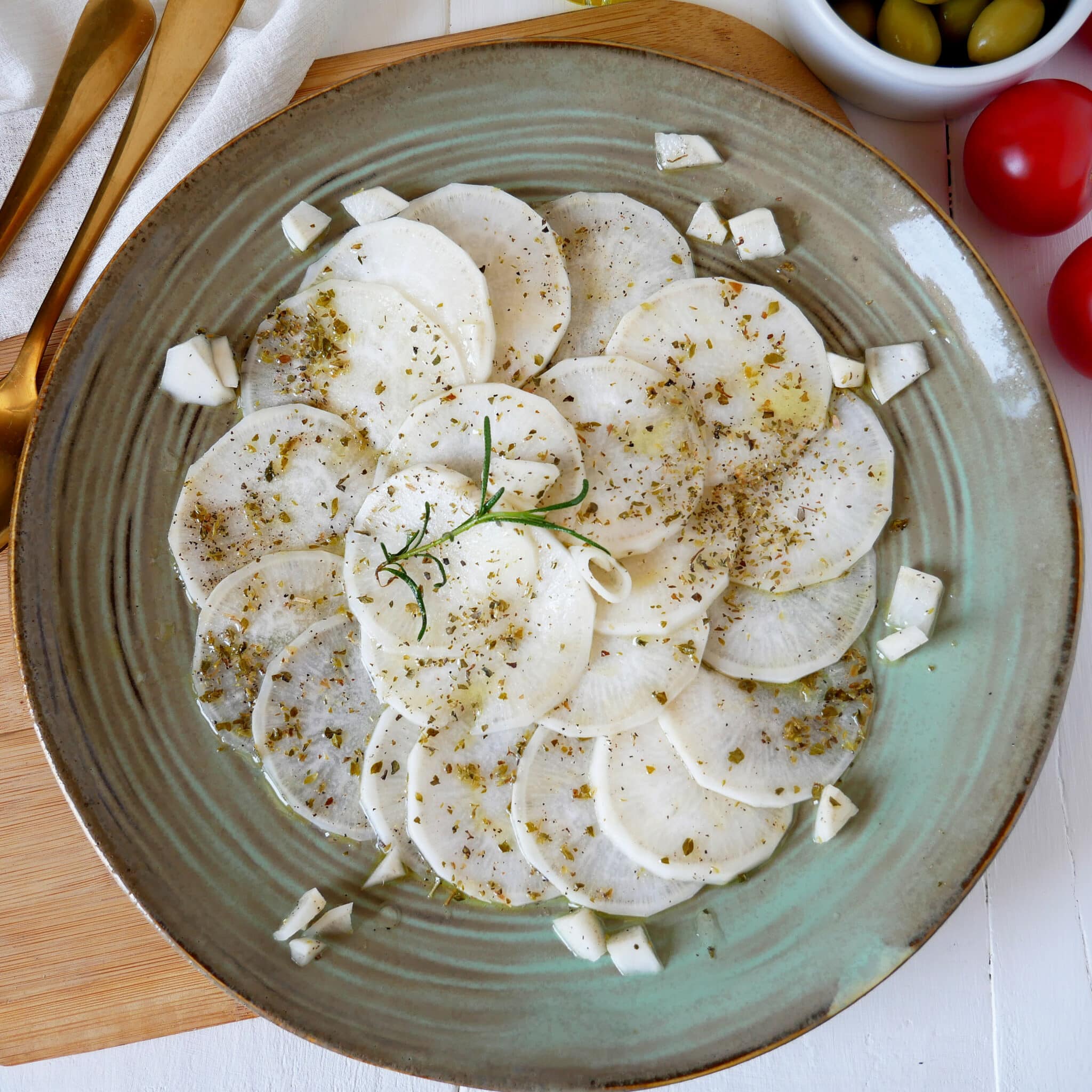 carpaccio de radis blanc