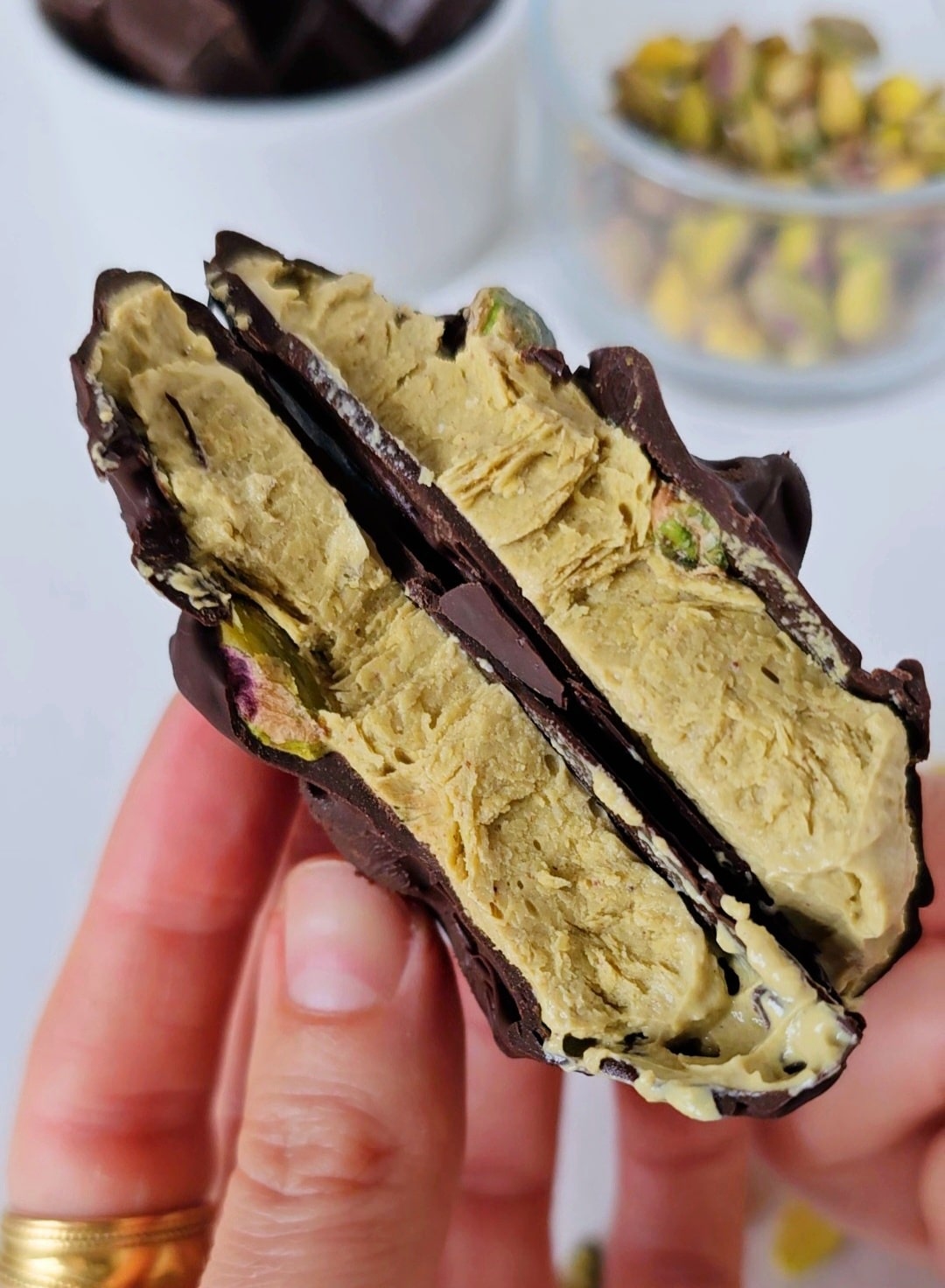 Glace pistache sans sorbetière (façon magnum)