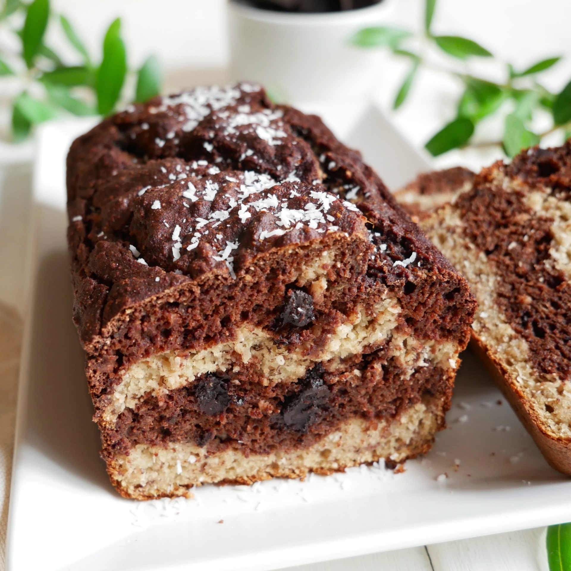 Bananabread sans gluten, marbré chocolat coco sans lactose